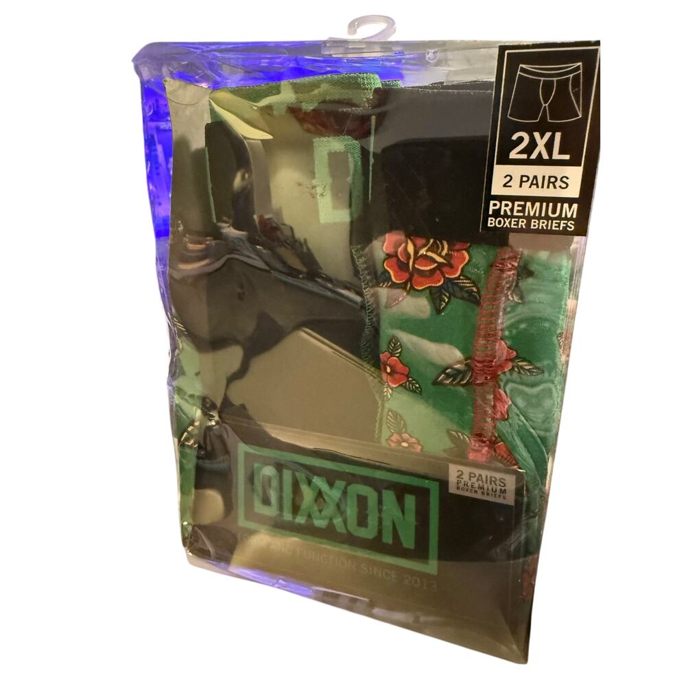 Dixxon Premium Boxer Briefs, Two-Pack, Size 2XL, Green Floral and Black, NWT